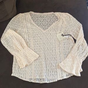 Women's ivory lace pattern blouse